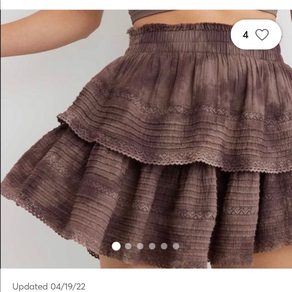 Aerie Brown Rock N Ruffle Skirt Size XS/TP